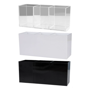 Practical Acrylic Makeup Brush Tool Organizer With Three Sections Space saving Cosmetic Holder For Efficient Storage