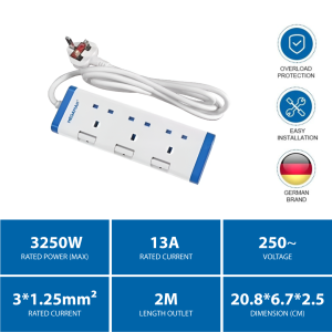 🔥SIRIM Approved🔥MEGAMAN 2M 5M Extension Socket Multiple Plug Adaptor Trailing Universal 3 Way 4 Way 5 Way 3 Pin Socket