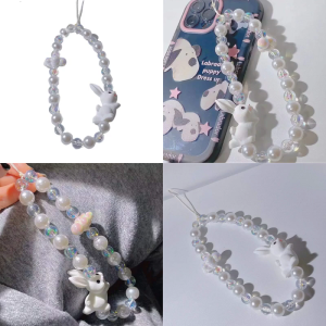 Womens Rabbit Cloud Phone Charm Unique Resin Pendant for Mobiles Resin Phone Chain for Womens Fashion Ornament