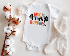 Baby bodysuit "Milk Then Burpees" funny baby jumpsuit baby shower gift newborn jumpsuit cute baby outfit gym and crossfit jumpsuit.