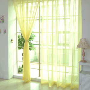 Multi-color Voile Curtain Transparent Tulle Living Room Bedroom Blackout Curtain 2*1m Solid Color Door Curtain Washable Home Decoration