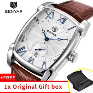Benyar 2026 new luxury brand quartz mens watch brand mens military wear leather mens sports watch hour date waterproof watch