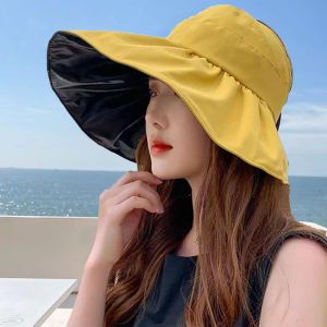 Biển Jjt Mùa Hè bảo vệ khỏi ánh mặt trời rộng vành Có Thể Gập Lại áo khoét Hat Cho Phụ Nữ Thoáng Khí & UV Che Chắn Mũ đi biển