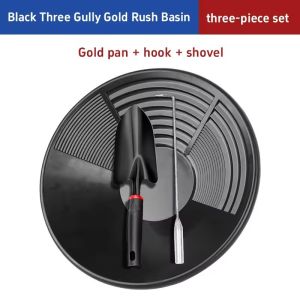 Gold panning pan gold mining tray prospecting tool 38 size 35 size plastic iron shovel 3pcs set 5pcs set tahan lama ringkas mudah dibawa rust resistant chemical resistant river gold mining easy gold separation