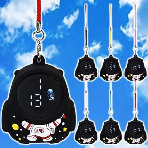 Cartoon Luminous Astronaut Clock Pendant Glowing Car Rearview Mirror Hanging Ornament Creative Bag Pendant Decoration