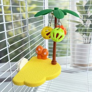 OWMXZL Budgie atiel Bird Perch Platform Bell Ball Boredom Relief Cage Accessory  Palm Tree Bird Interactive Toy Molar