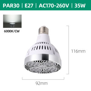 โคมไฟ PAR30หลอด Lampu Banjir ไฟส่อง LED 35W 40W จุดโคมไฟสีขาวโทนอุ่น E27สำหรับเสื้อผ้าในห้องครัวร้านค้า