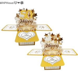 WP💓💛💖 50th Anniversary Card3D Happy Anniversary Pop Up Card With Envelope For Wife Husband Couples Parents Wedding Marriage Gift