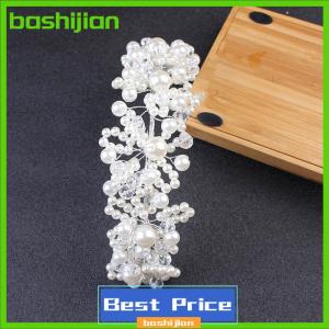 bashijian ที่คาดผมสำหรับงานแต่งงานของเจ้าสาวที่คาดผมประดับพลอยเทียมไข่มุกมงกุฎดอกไม้คริสตัล