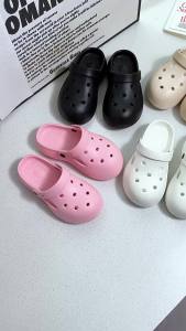[Free Shipping] WomenS Thick-Soled Clogs With Shoe Flower Accessories Beach Sandals Height-Increasing Slippers Driving Shoes DIY Garden Shoes Outdoor Wear