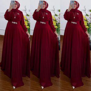 COD-Dress Gamis Wanita Set Delia Plus Fasmina Bahan Full Ceruty Aplikasi Swaroski