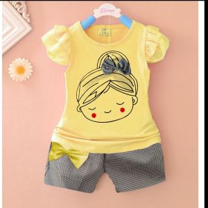 Daigo PREETY Setelan Anak Perempuan 1 2 3 4Tahun Murah Baju Kaos Bayi Cewek 6 Sampai 12 Bulan Celana Pendek Lengan Pendek Korea Lucu Model Terbaru TOKO MVKIDS FUUKA