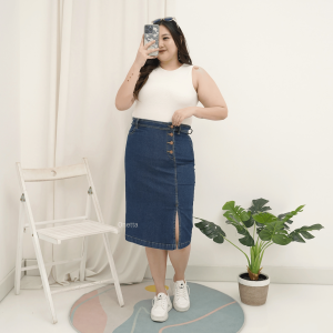 Onetta - MELISSA Skirt - Rok Jeans Span Wanita Pendek Selutut