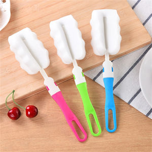 GUOYIHUA 5pcs ฟองน้ำขวดนมแปรงพับยาวจับแปรงฟองน้ำขวดนมถ้วยแปรงแก้วสีสุ่ม