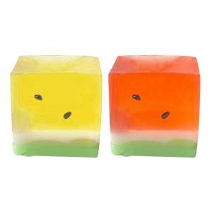 Simulation Watermelon Squeeze Stress Reliever Toy Slow Rising Ice Block Decompressing Slices for Office Relax 2PCS