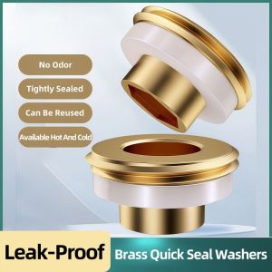 Premium G1/2 Brass PTFE Washer Reusable Plumbing Gasket No Tape Needed for Bathroom Faucet Leak-Proof