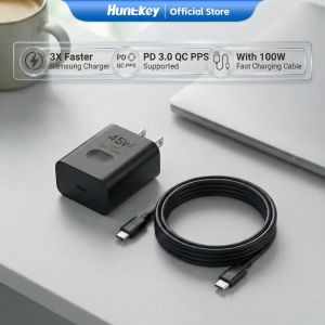 HUNTKEY 45W Super Fast Charger Type C USB C Charger Block PD Fast Charging with 5A USB-C Cable for Galaxy S25 Ultra /S25+ /S24 Ultra iPhone 17/16 /15 Pro Pro Max Plus iPad UL Listed