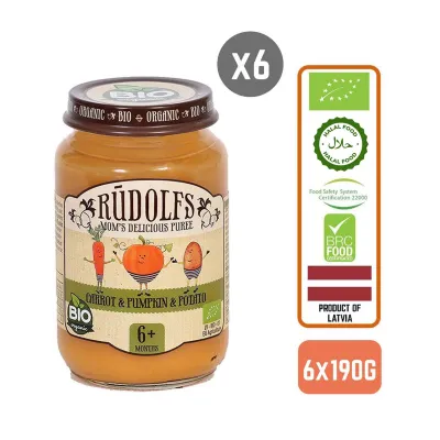 Rudolfs Organic Carrot Pumpkin And Potato Puree Carton (6 Bottles)
