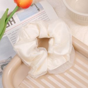 แถบผ้าซาตินขนาดใหญ่สองชั้นยางรัดผมที่รัดผมเครื่องประดับผมที่มัดผมของเด็กผู้หญิงสายรัดยางรัดศีรษะผูกติดอยู่กับสายรัดผม