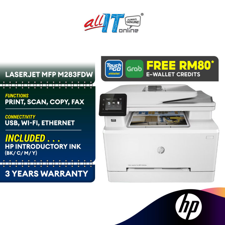 HP Color LaserJet Pro MFP M283fdw Printer (USB, Wi-Fi, Ethernet ...