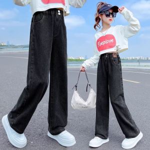 CELANA JEANS KULOT HITAM SNOW ANAK PEREMPUAN USIA 5-11 TAHUN JEANS PANJANG HITAM WASH ANAK