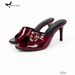 (Tăng size) Dép cao gót (D08) Whale Shoes 85cm mũi tròn đính khóa thanh lịch đế chống trượt