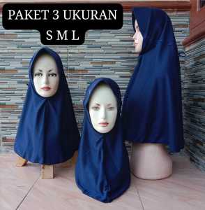 Paket 3 Ukuran Kerudung Instant Motif Pita Renda Asri Anak Sekolah TK SD SMP SMA Remaja Dewasa Jilbab Nyaman Muslim Serut