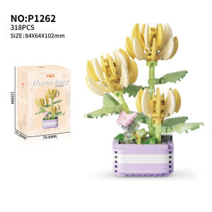 DIY Mainan Bricks Pot Bunga Flower Block Mainan Edukatif Balok Susun Dirakit Blok Susun
