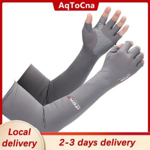 [COD] AqToCna Ship within 24 hours 2pcs Sport Arm Sleeves Cycling Running Fishing Climbing Arm Cover Sun UV Protection Ice Cool Sleeves With 5-finger Cuff
