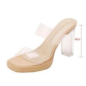 NEW Women Transparent double strap High Heels 9CM Sandals for Women