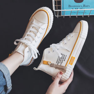 Shoes for women ins trendy versatile high-top canvas shoes for women 2024 white shoes casual sneakers
