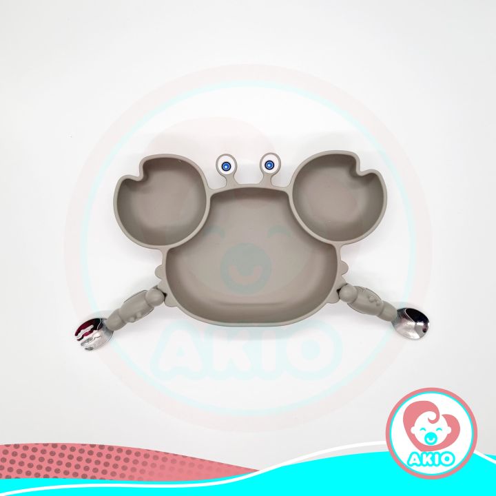 Akio%20Baby%20Kiara%20Crab%20Design%20Silicone%20Suction%20Plate%20with%20Spoon%20and%20Fork%20-%20Image%205