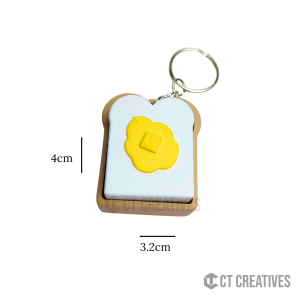 Butter Toast Clicker Fidget Toy 3D Printed Keychain