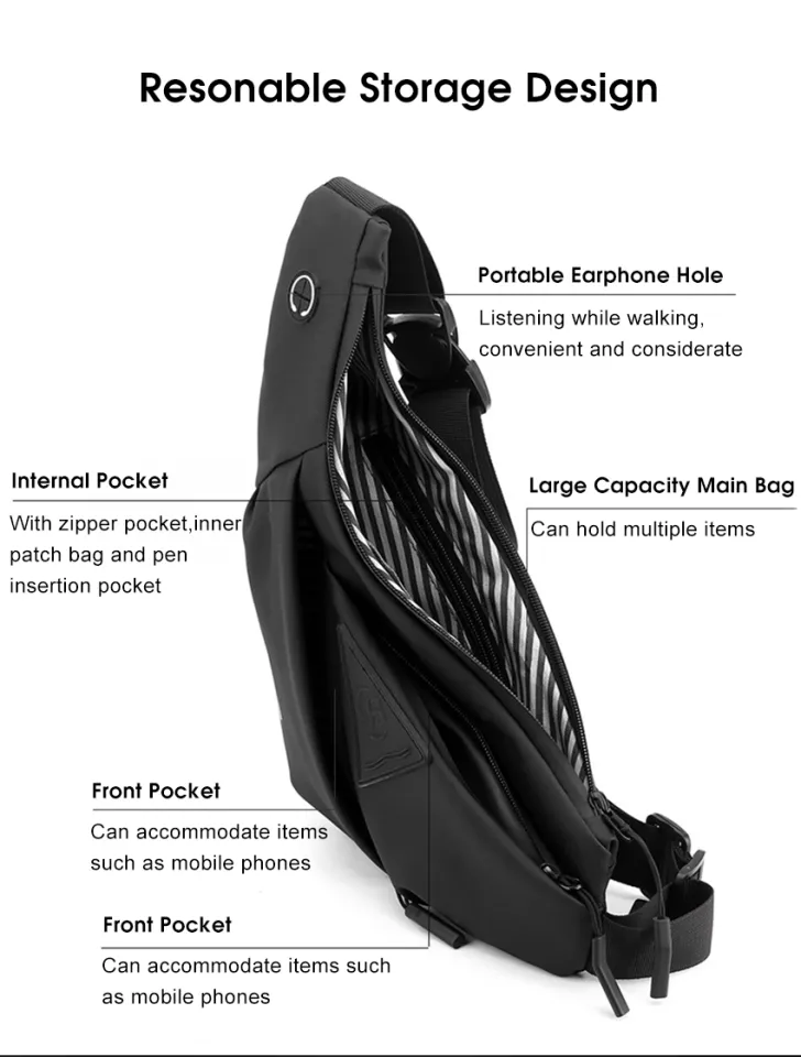 LouisWill Fashion Chest Bag Men Bag Men Cross-body Bag Casual