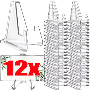 6/12pcs Acrylic Easel StandsTriangle Display Stand Plastic Storage Rack Coin Display Tripod Business Card Triangle Stand Business Card Photo Small Plate Medal Support Racks