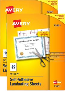 Avery Self-Adhesive Laminating Sheets 9 x 12 of 50 Multi Pack of 2 (73601)