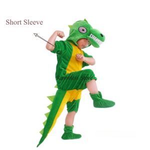 90-180cm Children Cartoon Dinosaur Cosplay Jumpsuits Pink Green Kids Adults Halloween Animals Tyrannosaurus Rex Cos Dress Up2026