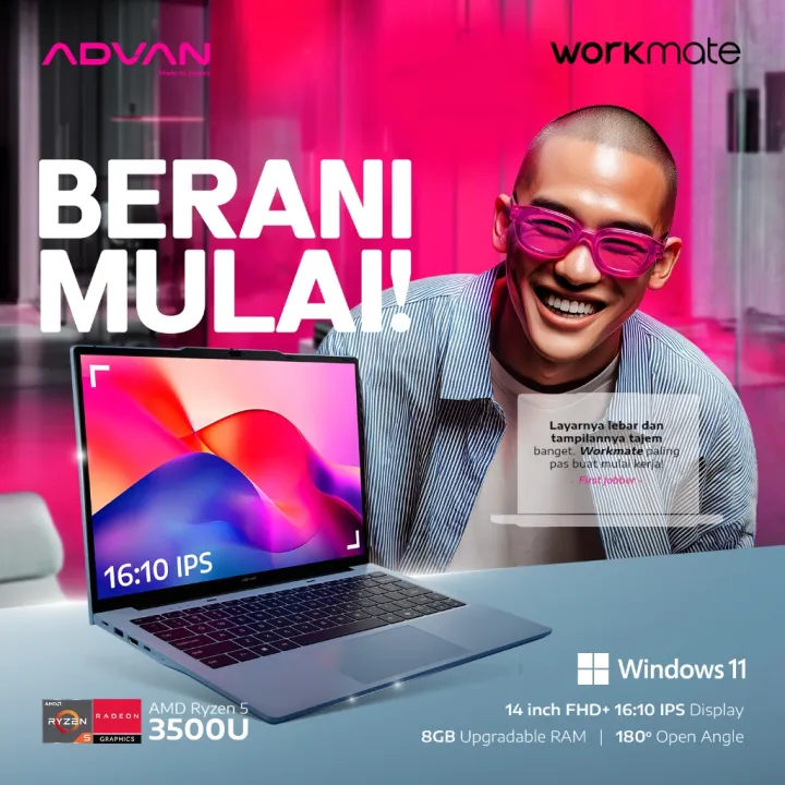 ADVAN Laptop WorkMate | AMD Ryzen 5 3500U / Intel i3-1215U | 14 Inch ...