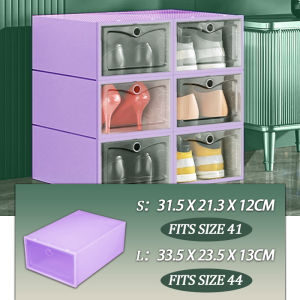 Large Size Hard Plastic Shoe Box Foldable Transparent Storag Organizer Candy Color Shoe Storage Box