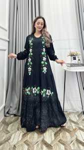 Gamis Lukis motif abstrak rayon santung