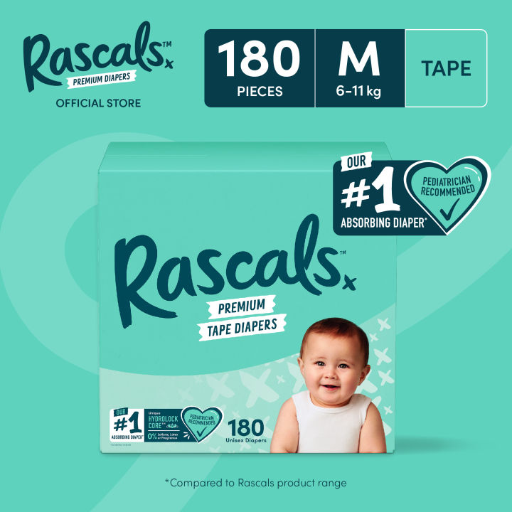RASCALS Tape Super Jumbo Box Medium (6-11 kg) - 60 pcs x 3 (180 pcs ...