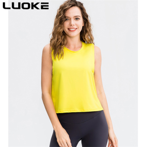 Luoke yoga clothes women Sports Vest  Fitness Sleeveless Breathable Running Quick Drying Top Loose Casual Yoga Suit 运动衣女装