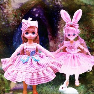SI958 กับเสื้อผ้า ตุ๊กตา BJD 32ซม. แต่งตัวขึ้น ข้อต่อโค้งมน ตุ๊กตาบานพับ ดีไอวาย ตา3D ตุ๊กตา BJD 1/6 ของขวัญสำหรับเด็กผู้หญิง