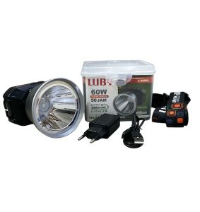 Luby L-2908L Headlamp LED Rechargeable 60W Warna Kuning Baterai 6000MAH Tahan Lama 50jam Tahan Air