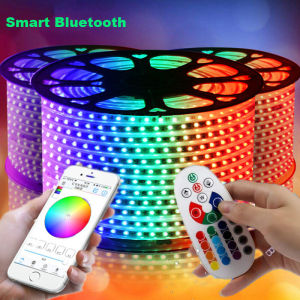 VCmall LED Strip Light Waterproof RGB Remote Control SMD5050 Smart Bluetooth Phone APP Change Color Sync Music Timed Flexible Light For Home Outdoor Decoration
