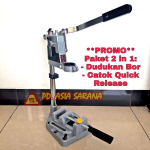[PAKET] Dudukan Bor Tangan Universal 10-13mm + Catok Vise Quick Release Penjepit TZ-6102 1609