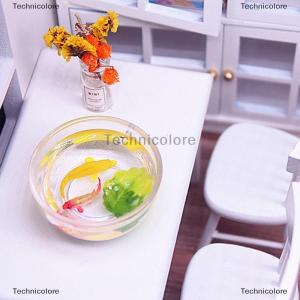 [COD] Technicolore 1pcs dollhouse จำลองขนาดเล็ก KOI goldfish Bowl DIY อุปกรณ์เสริมของเล่น