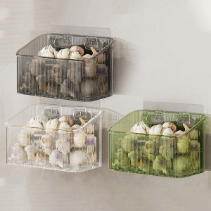 🔥🔥🔥NineOne Peony 1pcs Kitchen Garlic Ginger And Onion Transparent Storage Basket Wall-Hanging Small Wall-Mounted Storage Box Storage Rack