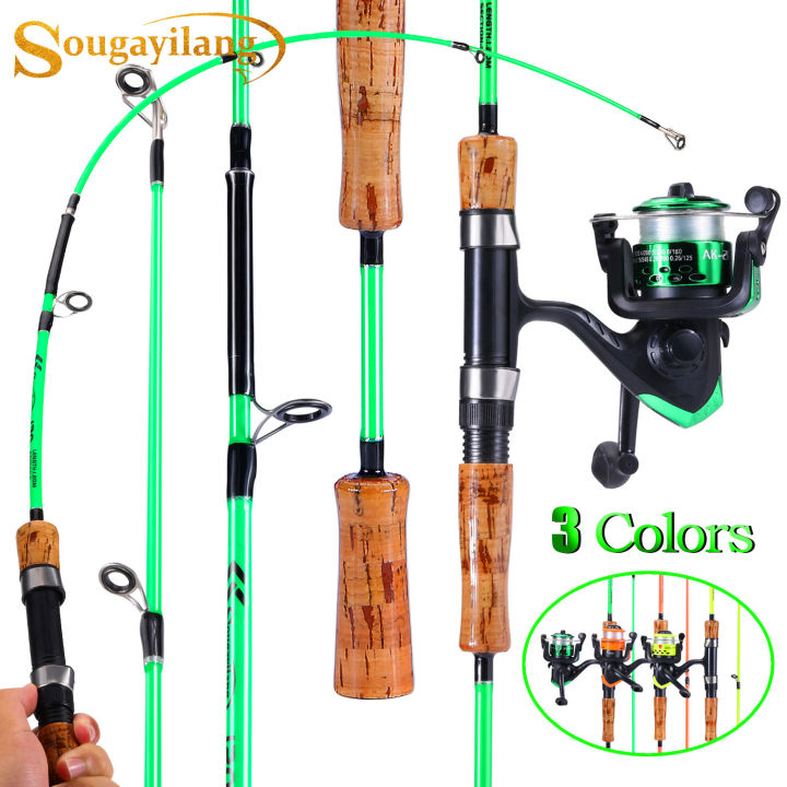 Sougayilang Full Set Cheap Spinning 2 Sections 1.2m/1.65m Fishing Rod and  3BB Mini Spinning Fishing Reel 3 Cloors Fishing Rod and Reel Set.