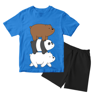 Baju Kaos Setelan Anak Perempuan Karakter Kartun Motif Beruang Kembar Lucu Usia 1 - 10 Tahun - DTF